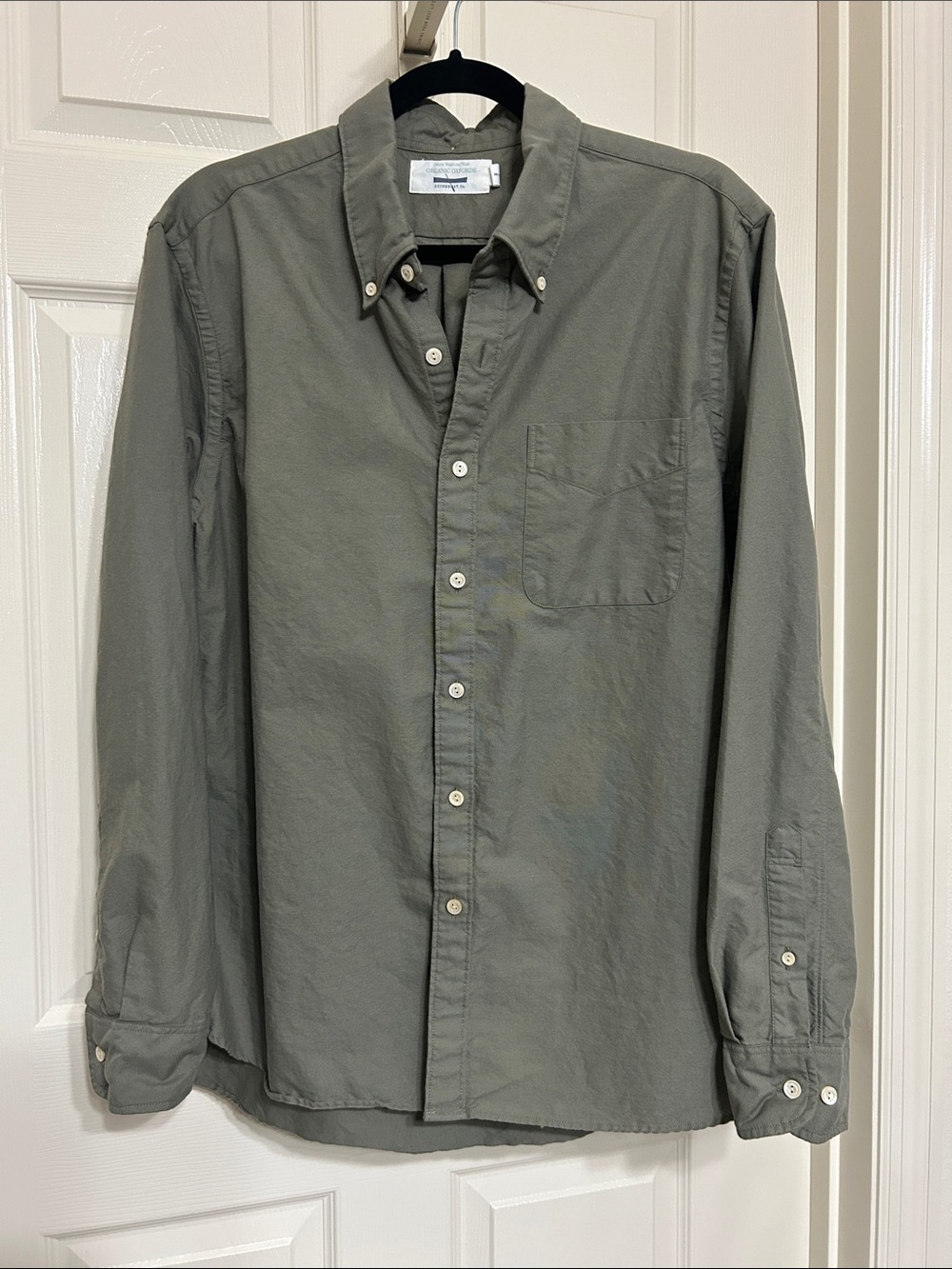 Guideboat Co. Men's Organic Cotton Classic Button-Down Shirt in Olive Green L